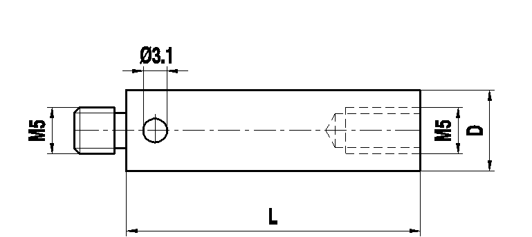 M5 алюминиевый удлинитель щупа, L 20 мм, D 11 мм, для систем ZEISS A-5003-0850