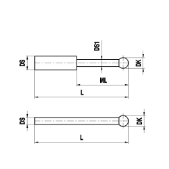 щуп для держателя, рубиновый шарик Ø2.5 мм, стержень из карбида вольфрама, L 27 мм, DS 1 мм, для систем ZEISS A-5555-2413